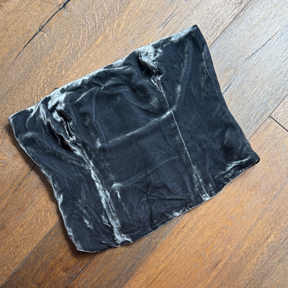 Reformation Grey Velvet Crop Top